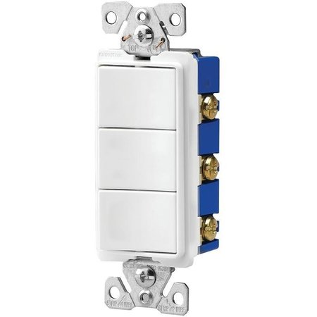 EATON WIRING DEVICES 7700 7729WBOX Combination Switch, 15 A, 120277 V, SPST, Lead Wire Terminal, White 7729W-SP